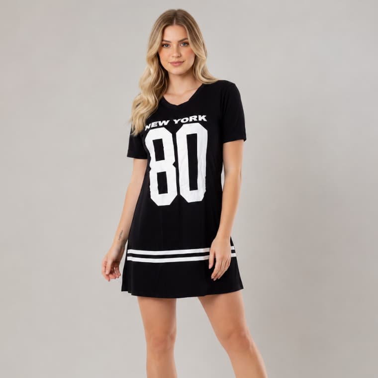 Vestido Feminino Camisetão Viscolycra Manga Curta Soltinho Casual Blusão Oversized Confortável