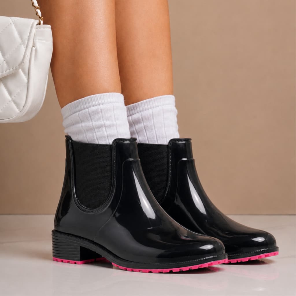 Bota Borracha Com Elastico Feminina Coturno Plataforma Tratorada Inverno Lançamento