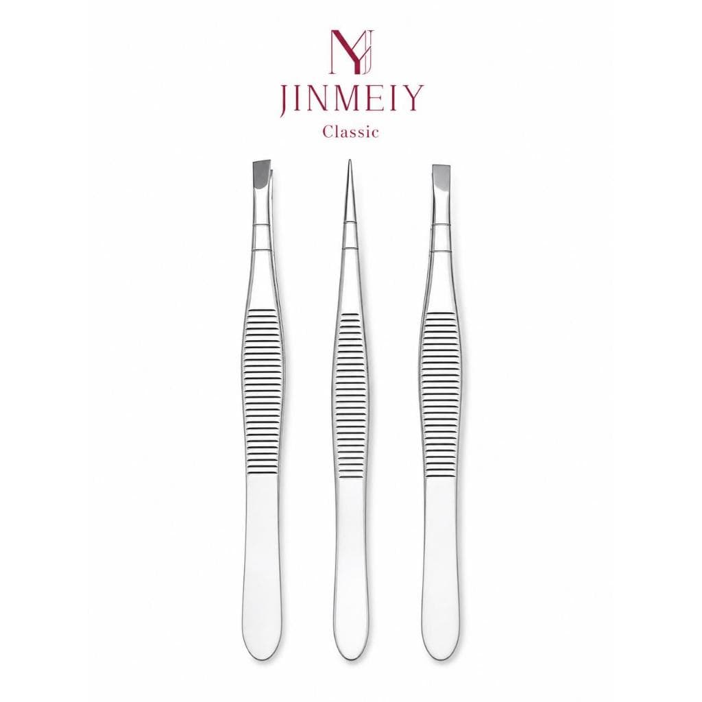 Kit 3 Pinça Profissional de Sobrancelha Em Aço Inoxidável