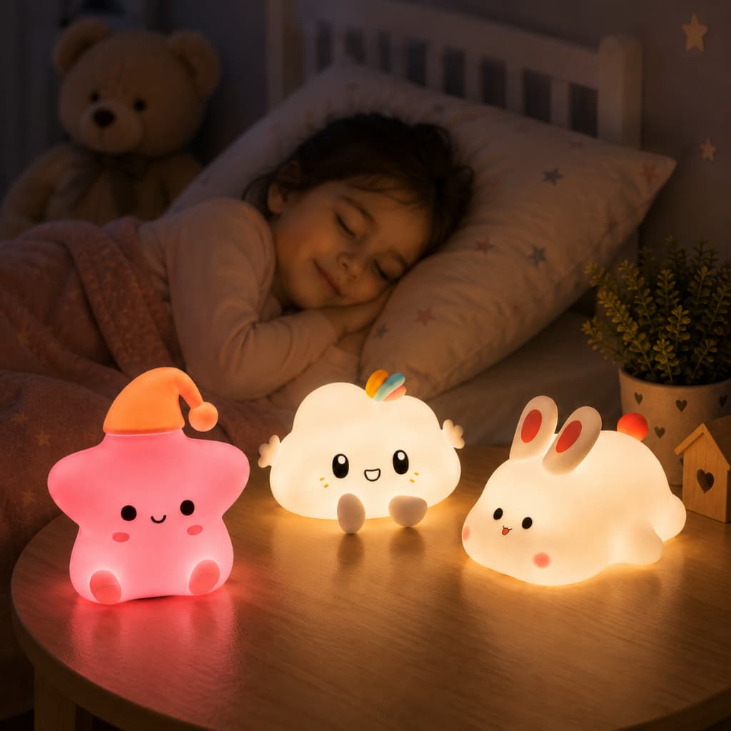 Abajur Infantil LED RGB Recarregável USB Silicone Toque