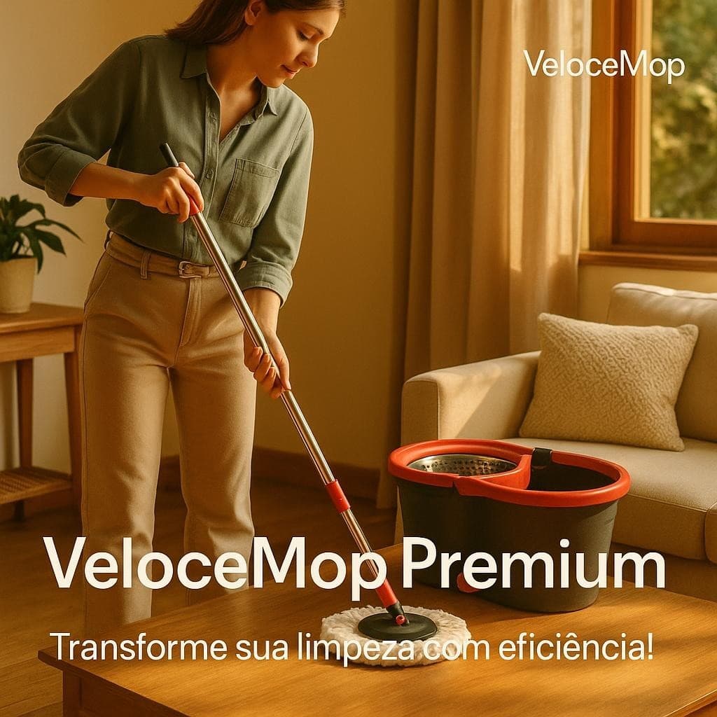 Mop Giratório Balde Limpeza Prática com Refil Ergônomico