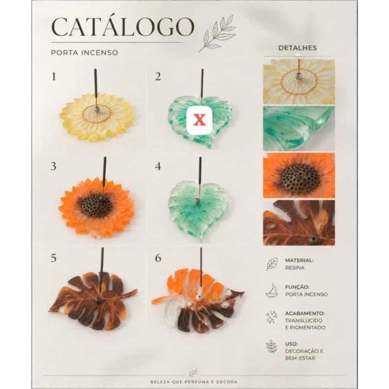 Suporte de Incenso Artesanal - Resina - Flores e Decoração.