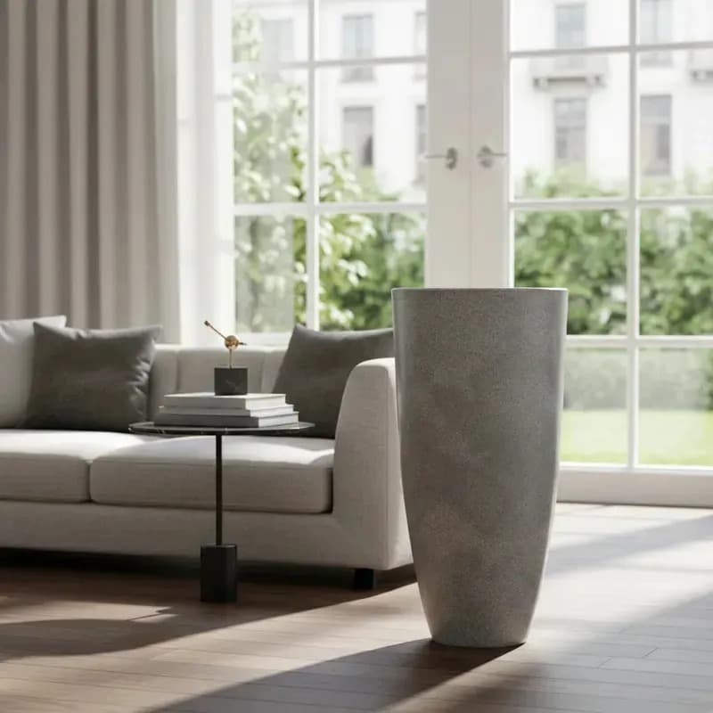 Vaso Luxo Planta Sala Coluna Ibiza Cone Gg Decorativo Liso