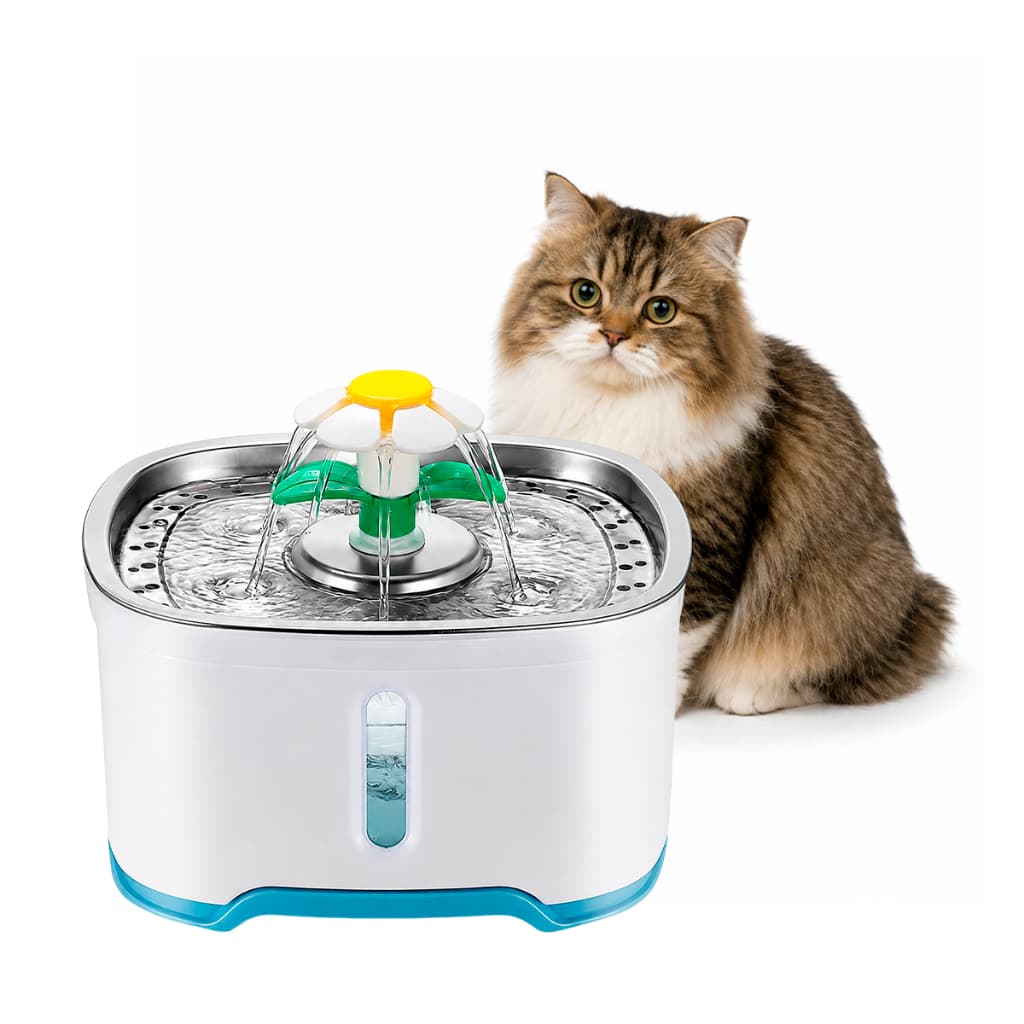 Bebedouro Fonte Água 2,5L Inox Filtro Automático Gatos Cães