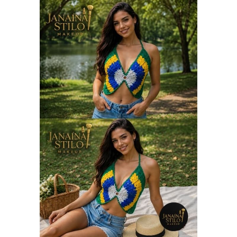 Cropped top modelo borboleta Brasil copa 2026