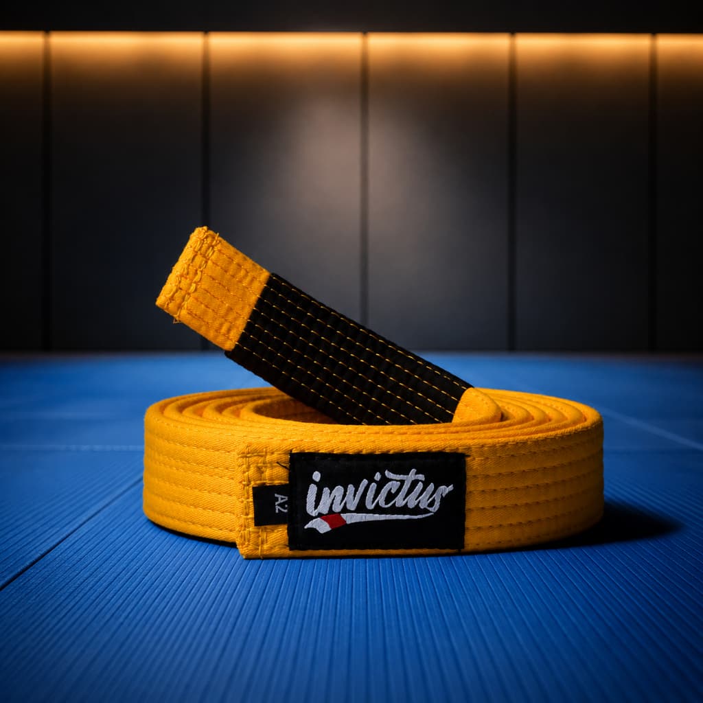 Faixa de Jiu Jitsu Amarela  com Ponteira preta. Premiun Adulto Envio Imediato!