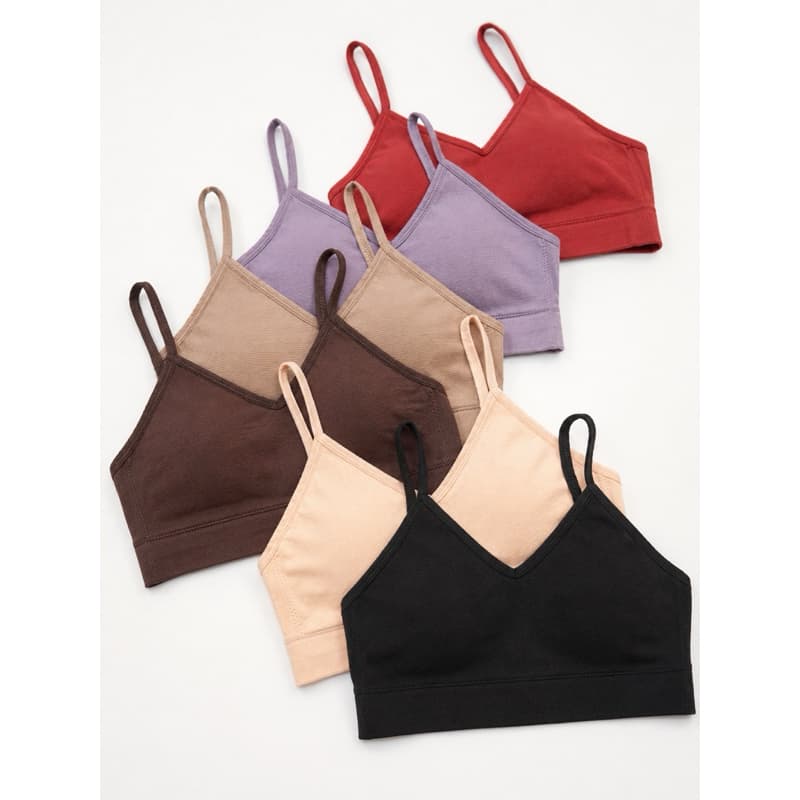 Top Esportivo Kit com 6 peças Cores Neutras Básico Canelado com Bojo Removível Super Confortável Tamanho Único
