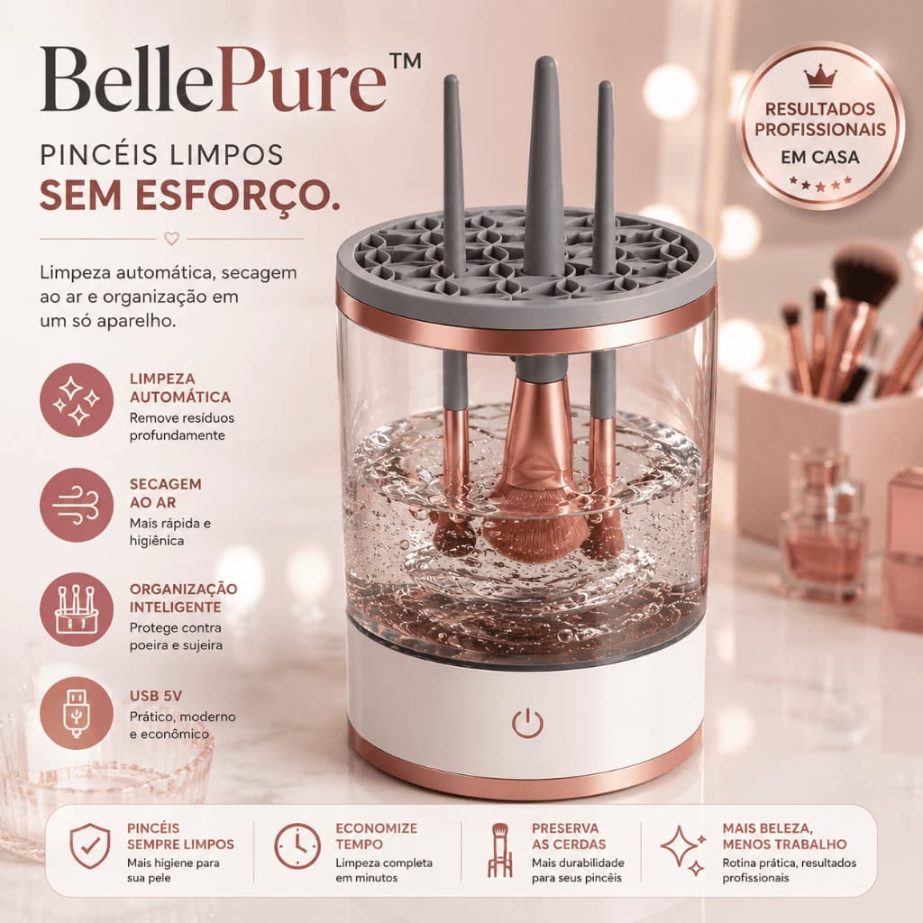 Limpador e Secador de Pincéis de Maquiagem Automático Elétrico USB Organizador
