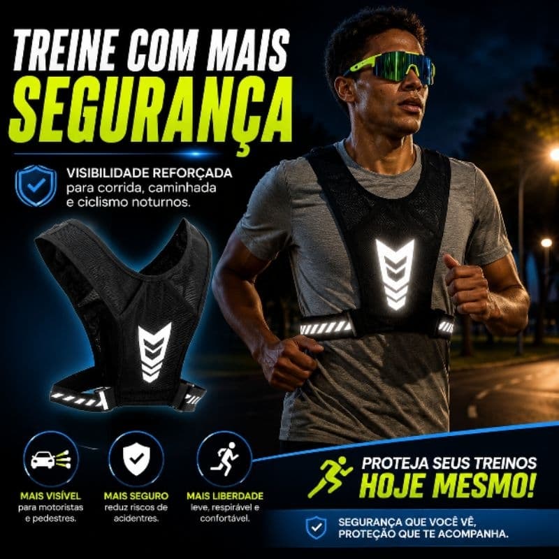 Colete Refletivo Corrida Caminhada Noturna Ajustável Unissex Segurança Esportiva Ciclismo Fitness