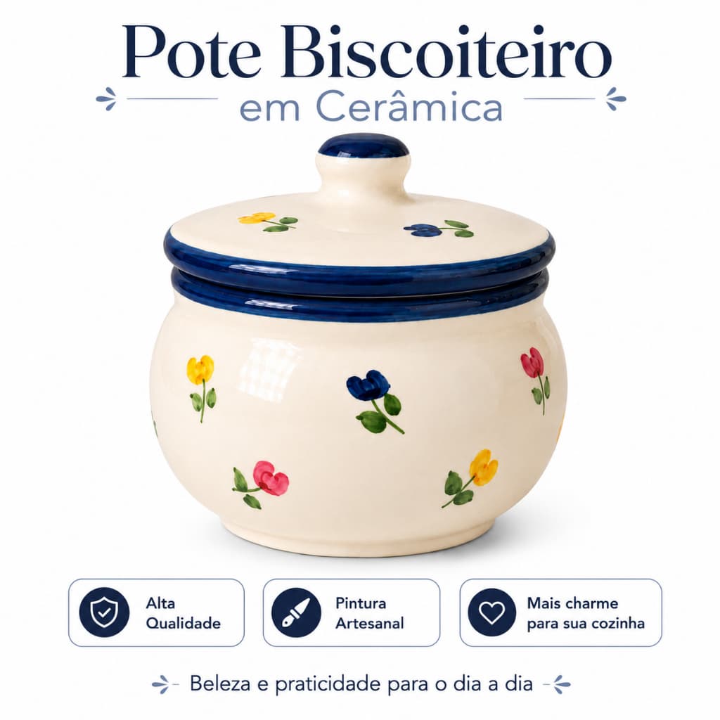 Pote Biscoiteiro Cerâmica Artesanal Para Bolachas E Biscoitos  Luxo Cozinha Mesa E Cantinho Do Café.