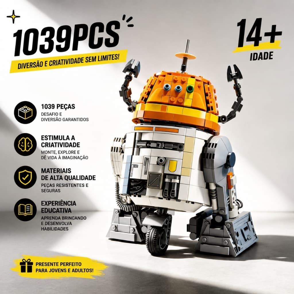 Blocos de Montar Droide Astromecânico C1-10P MOC Robô Chopper 1039 Peças Premium