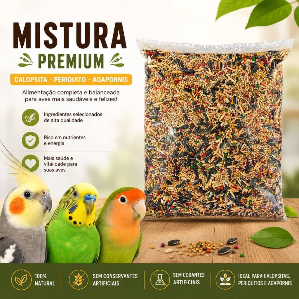 Mistura Para Calopsita Periquito Mix de Sementes e Vitaminas 5k