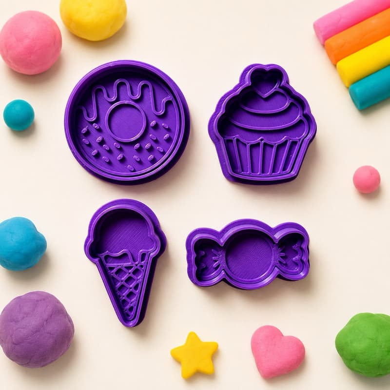 Kit Cortadores e Carimbos + Massinha Candy Doces | Brinquedo Educativo Criativo