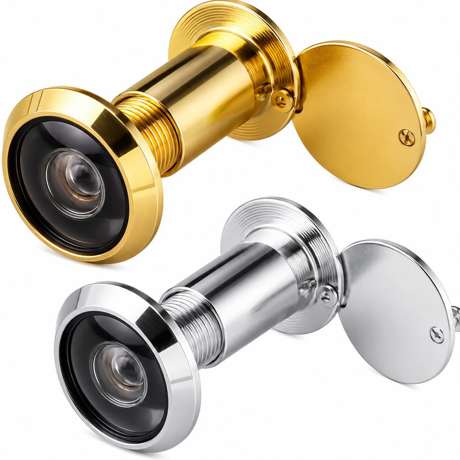 Olho Mágico Para Porta 220 Graus Visor Segurança Regulável Metal Dourado Prata