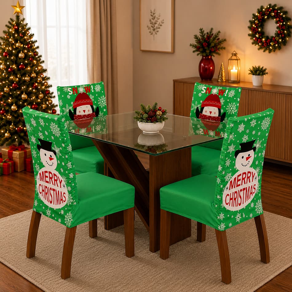 Capa Para Cadeiras de Jantar Super Luxo - Natal e Ano Novo - Decoração de Natal - Protetor Natalino