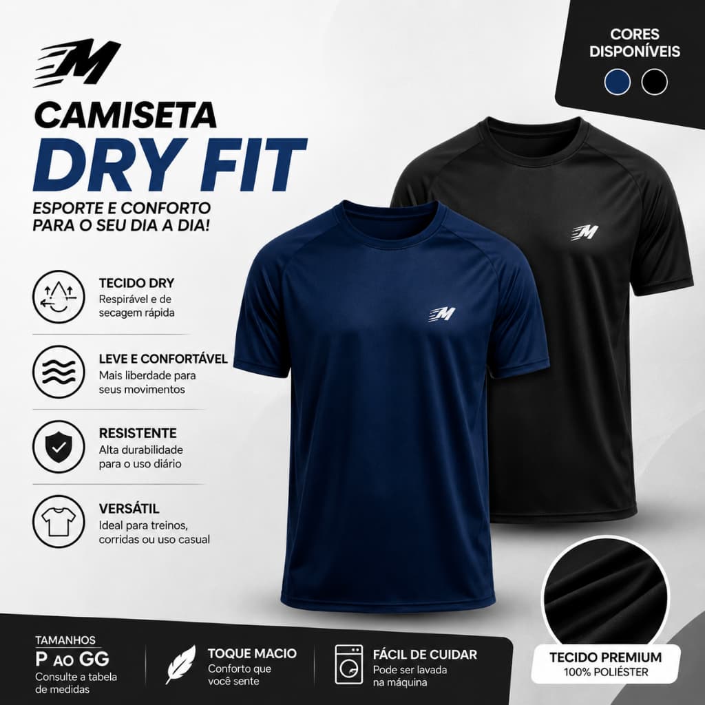Kit 2 Camisa Masculina Dry fit Academia Super Respirável