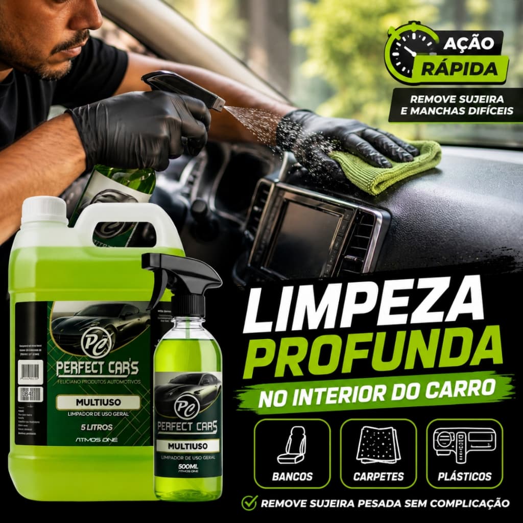 Limpador Interior Carro Multiuso Remove Manchas Bancos Tecido Couro Carpete Plastico Perfect Cars