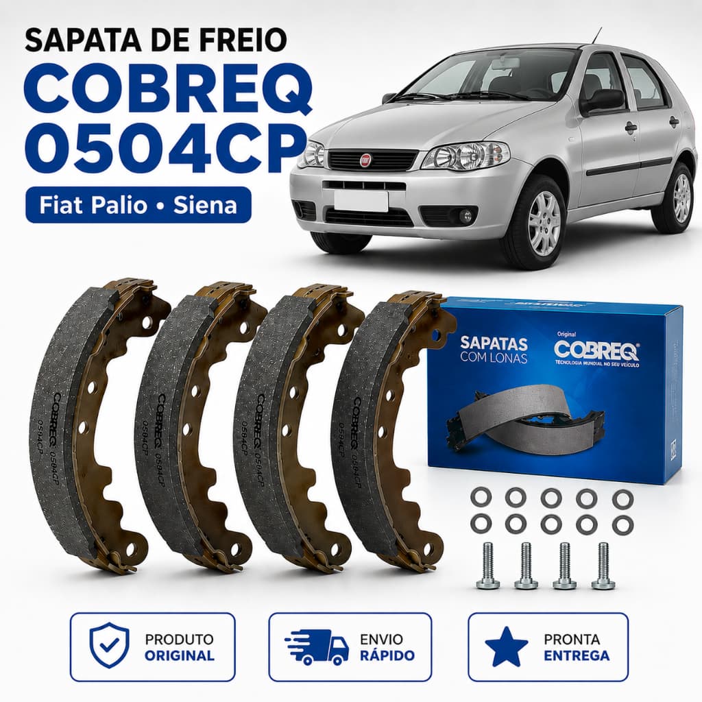 Sapata de Freio Traseira Fiat Palio Uno Siena Cobreq 0504CP Com Lona Colada