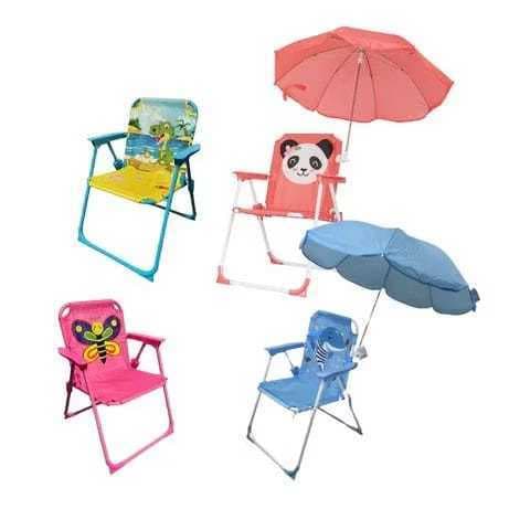 Cadeira de Praia Infantil Dobrável com Guarda-Sol - Personagens Divertidos