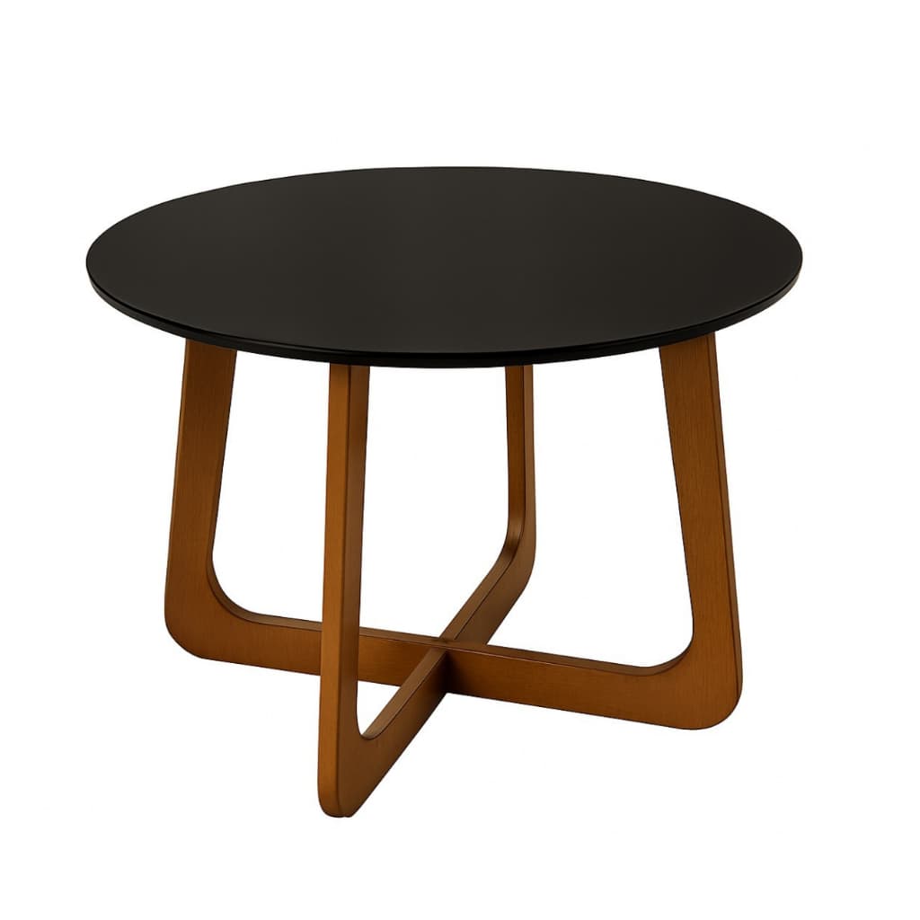 Mesa Redonda De Centro MDF - Decoração Sala MDF Com Pés de Madeira
