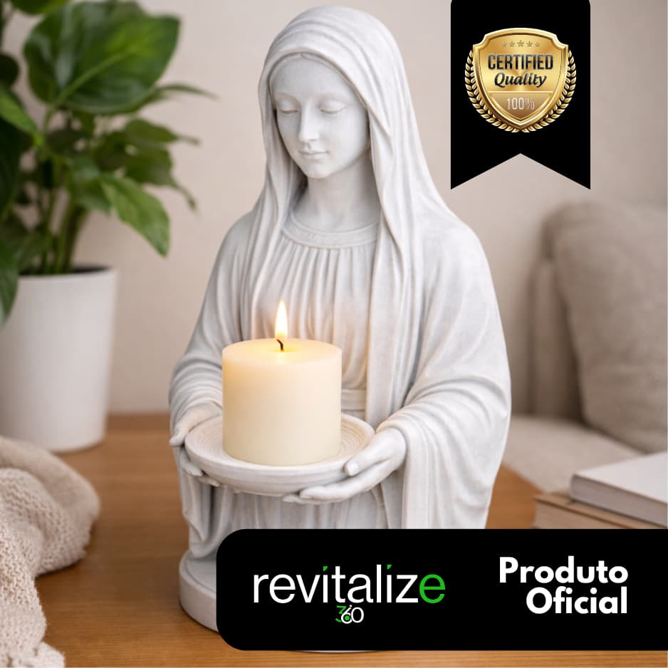 Imagem Escultura Nossa Senhora Virgem Maria Com Suporte Para Vela Led Decoração