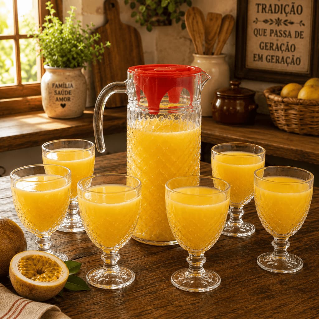 Kit Jarra de Vidro 1,5L com Tampa e 6 Taças Diamond Copos Vidro 220ml Transparente Suco Água Drinks