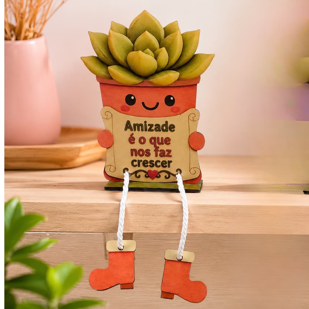 Suculenta em MDF Decoração divertidas com frases para ambientes aconchegantes e estilosos
