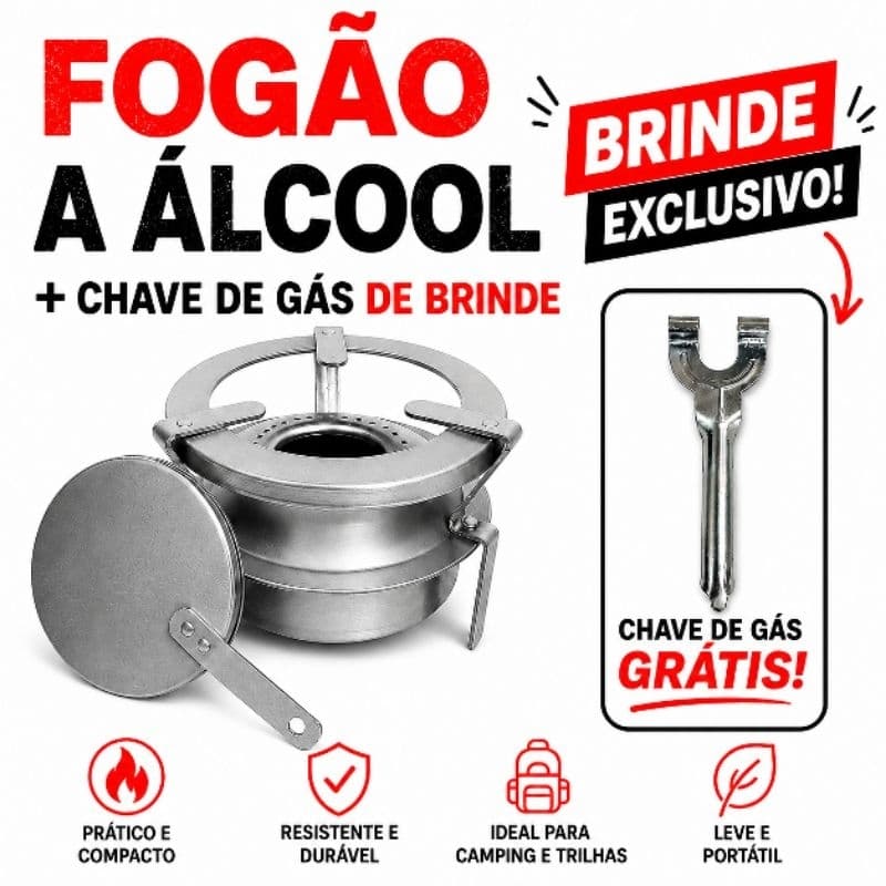 FOGAREIRO A ÁLCOOL + CHAVE DE GAS DE BRINDE ,para camping caminhoneiros pesca e sobrevivência.