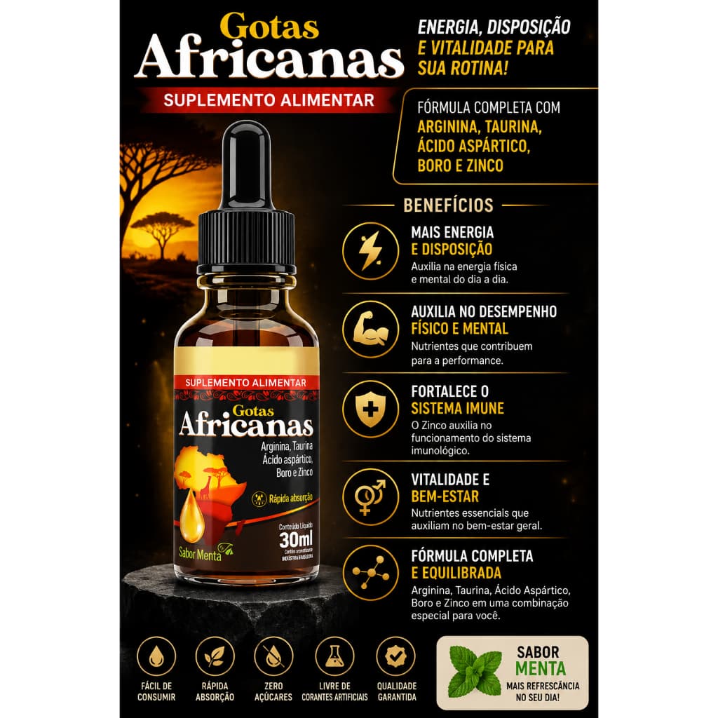 Gotas Africanas Suplemento Alimentar Melfort 30ml