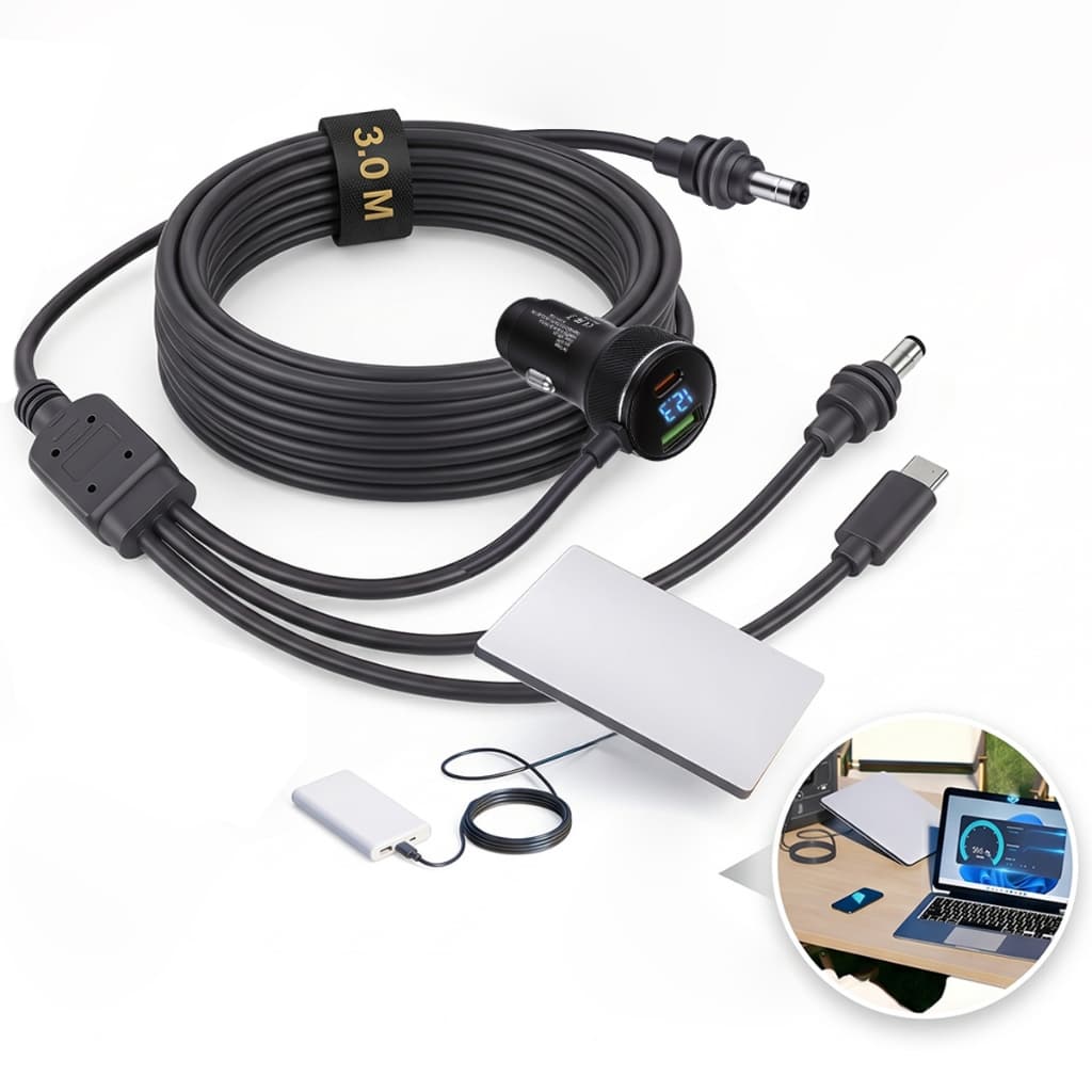 🔥Cabo 5 em 1 para Starlink Mini🔥Adaptador 3 em 1 para Acendedor de Cigarros 12V-24V+Conector USB-C+Conector DC