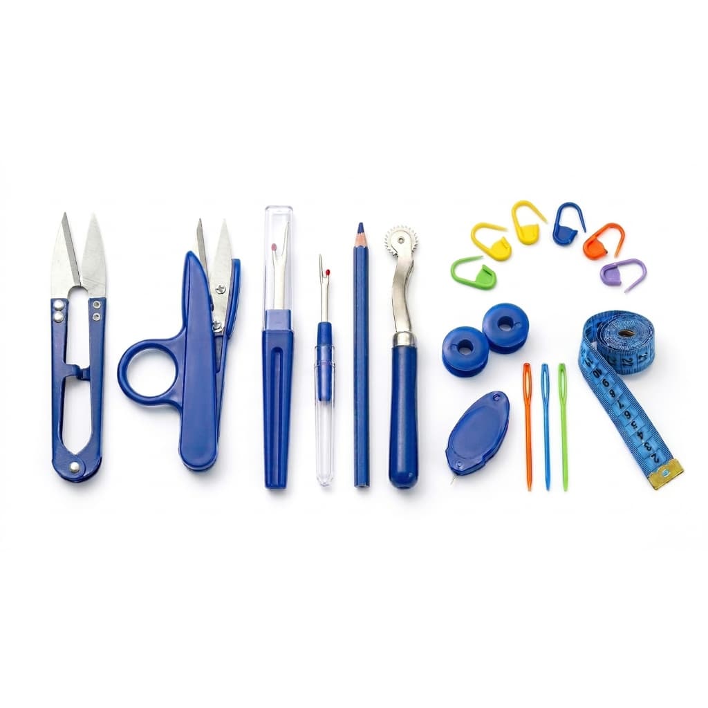 Kit Costura Completo Costureira e Artesanato Tesouras de Arremate Abridores Fita Carretilha Lapis Bobina Agulha Marcador