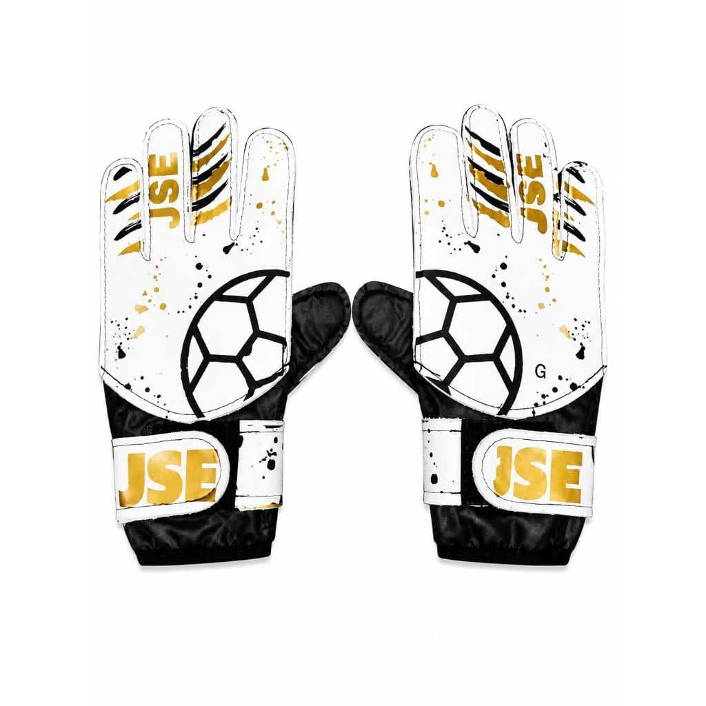 Luva de Goleiro JSE Branca e Dourada Infantil/Juvenil com Fecho em Velcro