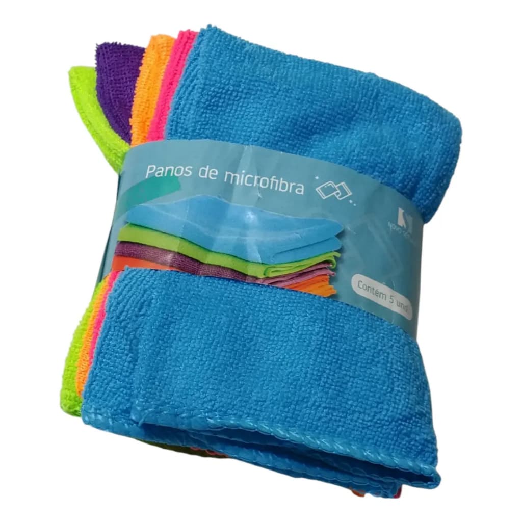 Kit 5 Peças Pano De Limpeza Microfibra Multiuso Colorido