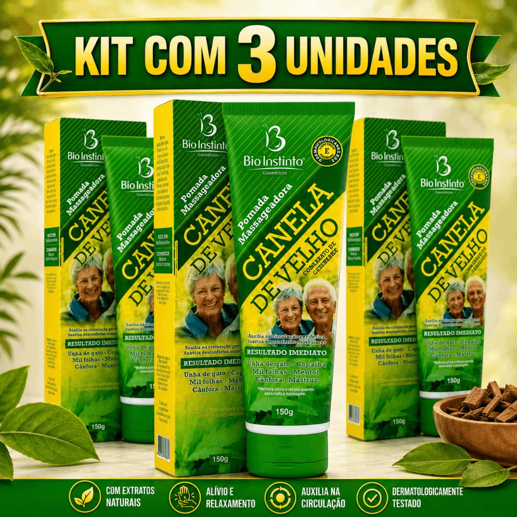 Pomada Massageadora Canela de Velho 150g Bio Instinto Pomada Relaxante Dor Muscular/ Cansaço/ Atleta Academia Exercício