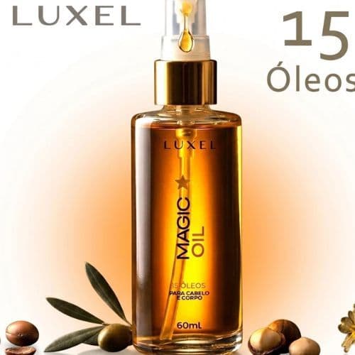15 Óleos em 1 só frasco - Óleo Capilar e Corporal - Magic Oil - Óleo Multifuncional - 60ml - LUXEL