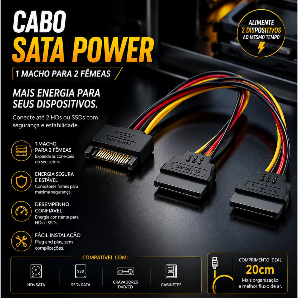 CABO ADAPTADOR SATA 1X2