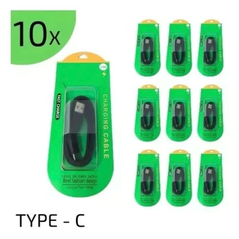 Kit Com 10 Cabo Usb 35w Turbo Compatível Type C