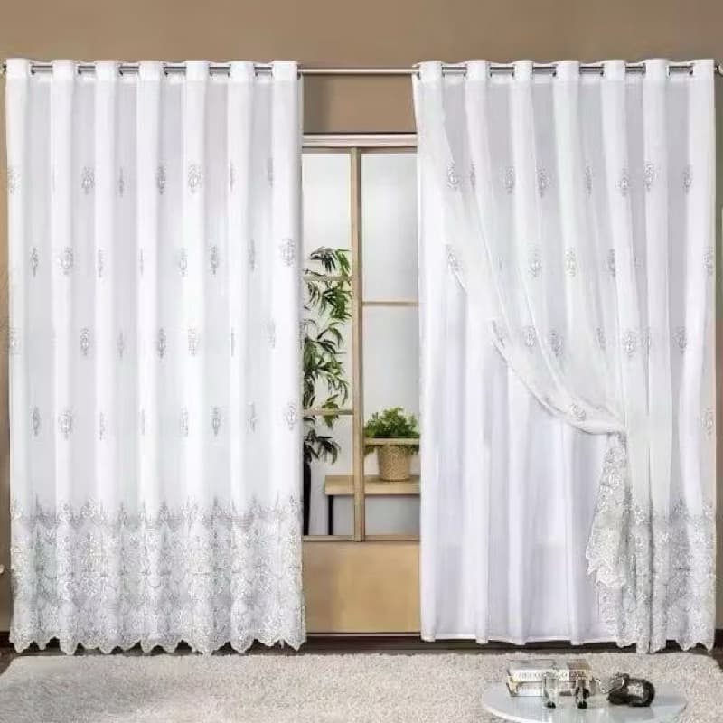 cortina para varão com ilhós linho bordado+forro em micro fibra tamanho 4,00x2,70 e janela 2,80x1,80