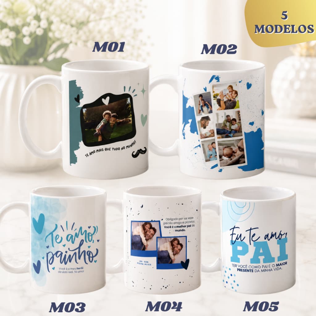 Caneca com Foto para Pai Personalizada | 5 Modelos Exclusivos Pai Herói Presente Criativo 325ml
