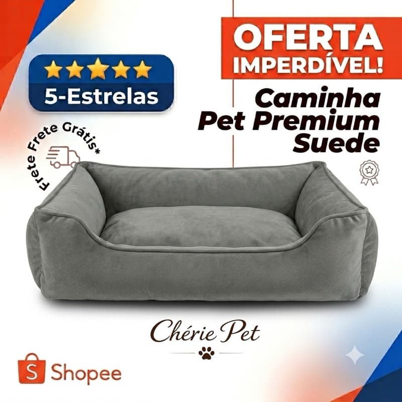 Caminha De Cachorro e Gato Premium Suede Fundo Impermeável Enchimento Removivel de Fibra Siliconada