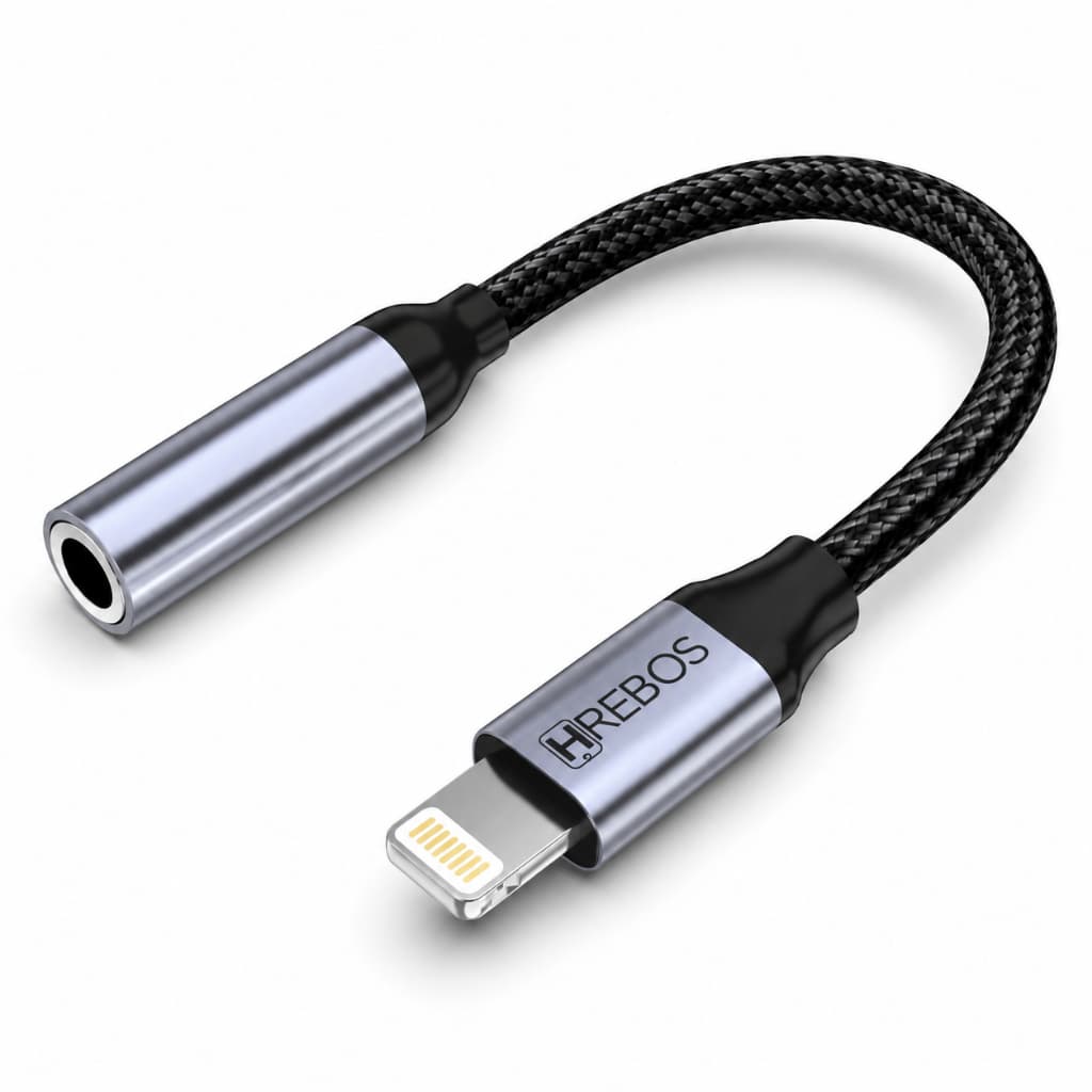 Adaptador Lightning para Fone P3 3.5mm iPhone iPad Hrebos AD-261 Áudio Microfone Auxiliar
