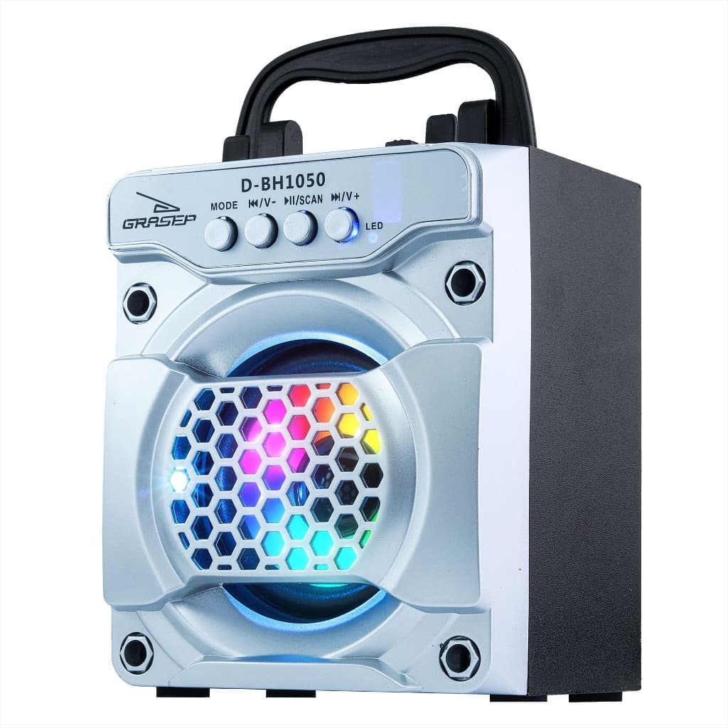 Caixa de Som Bluetooth LED RGB Portátil USB P2 P10 Rádio FM Microfone Karaokê E Controle
