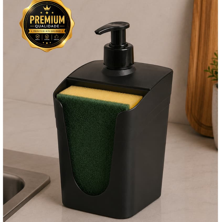 Porta Detergente com Porta Esponja 500ml Organizador de Pia Compacto