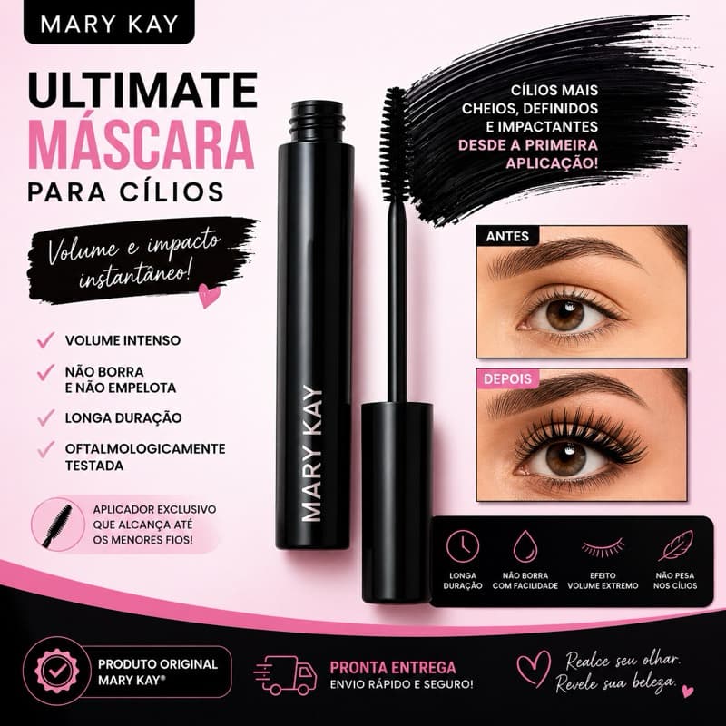 Máscara de Cílios Ultimate 8g | Volume, Alongadora, Preta, Cílios Impactantes