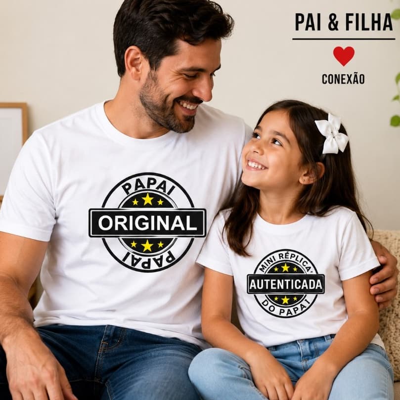 Kit 2 Camisetas Original e Cópia Pai e Filho (a) Mãe e Filho (a) Presente Dia Dos Pais