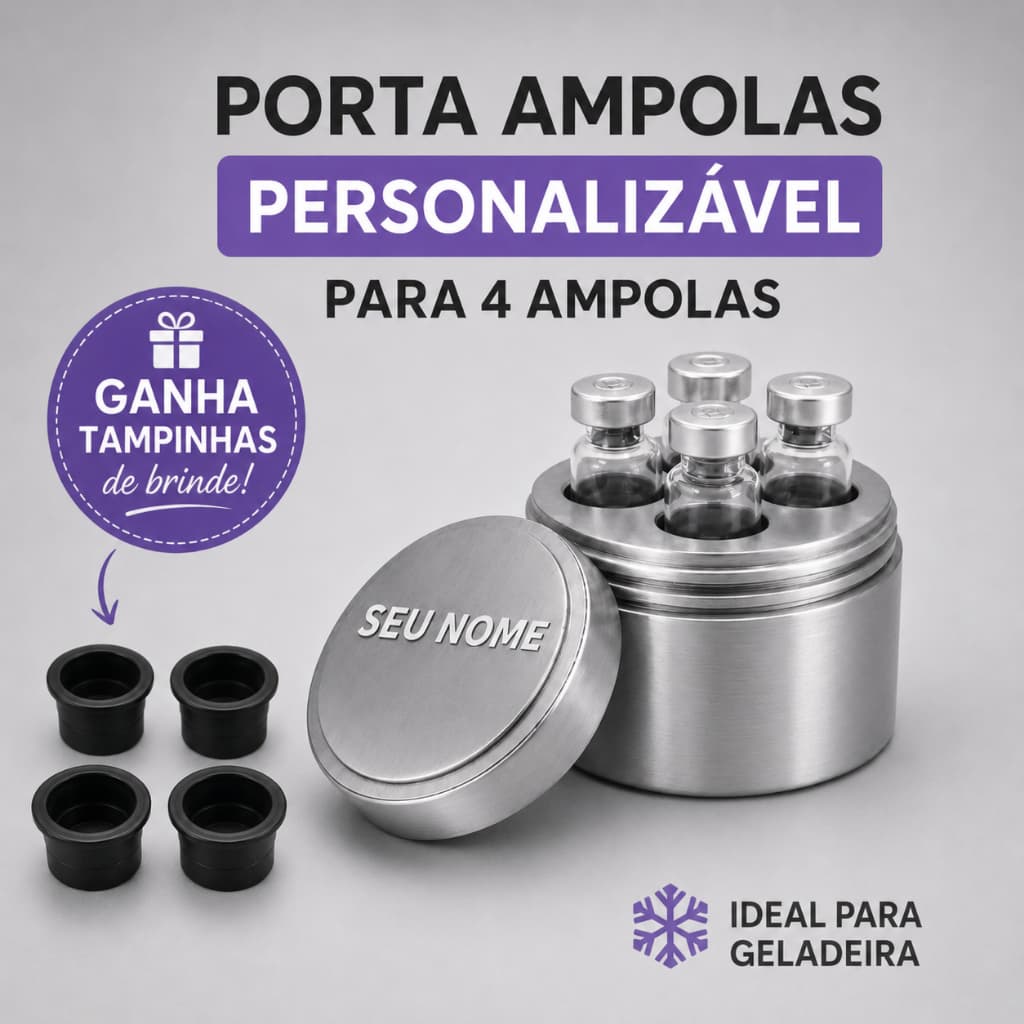 Porta Ampolas |  Estojo Organizador para 4 Ampolas  | Personalizável + Tampinhas de Brinde