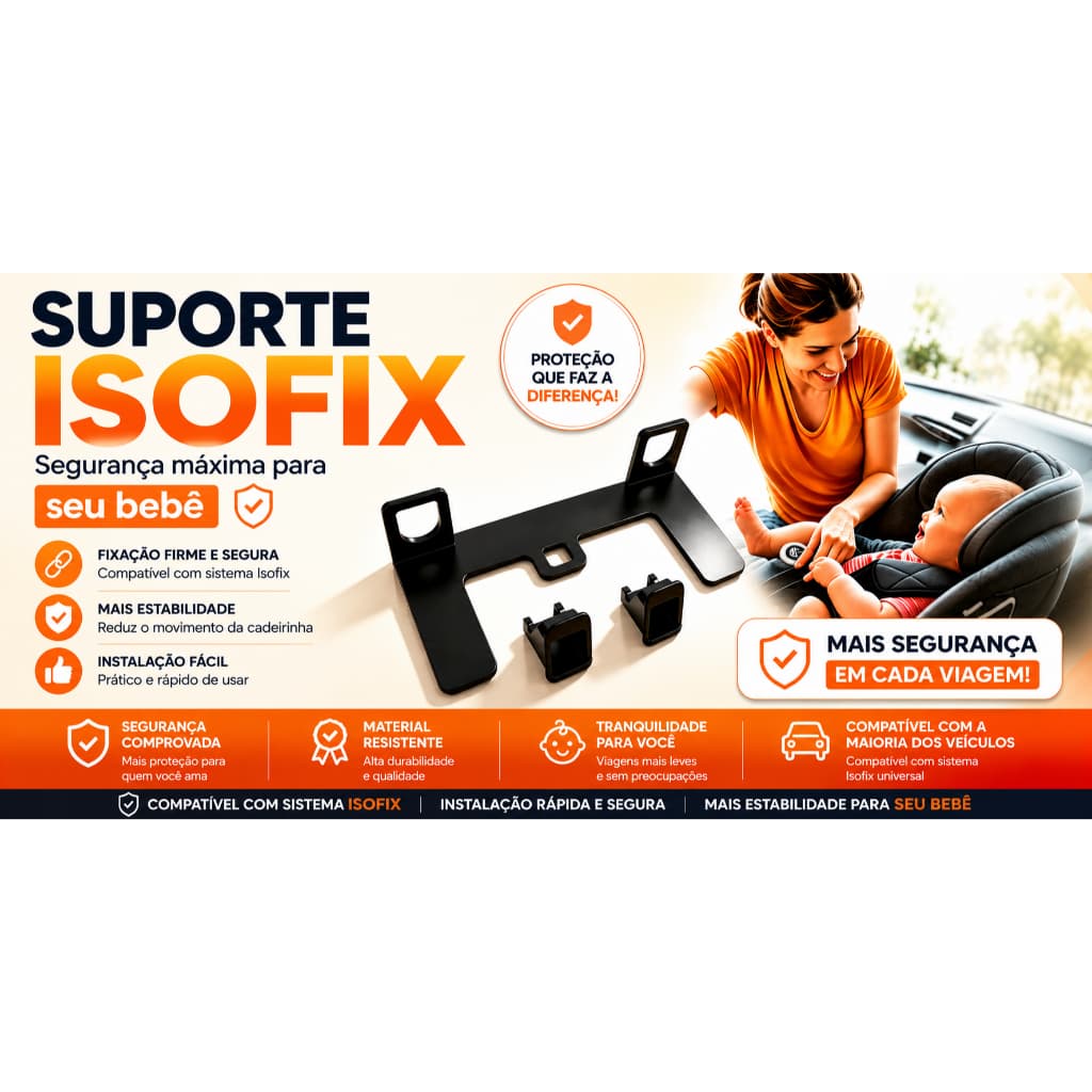 Suporte Adaptador Isofix Para Fixação De Cadeirinha Infantil