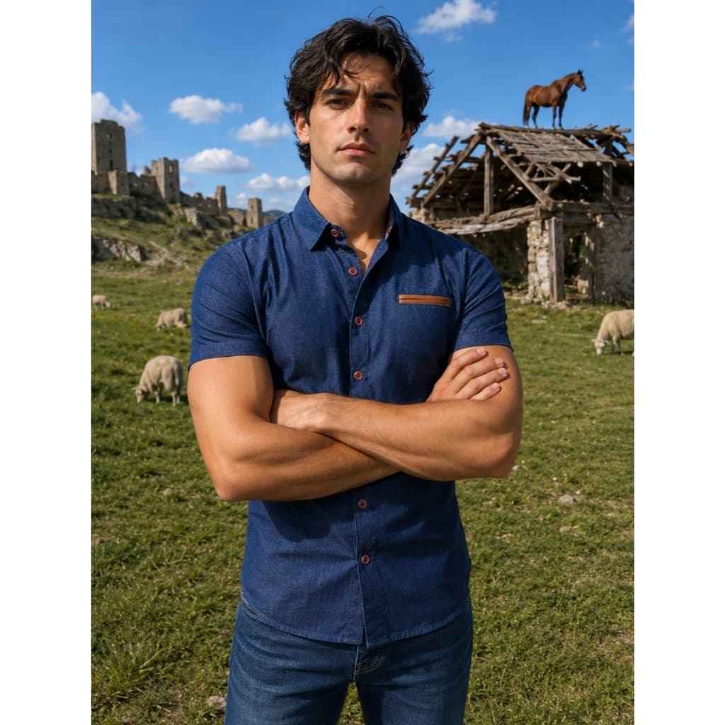 Camisa Manga Curta Masculina Homem Slim Fit Exclusiva - Festa, Trabalho, Igreja, Eventos