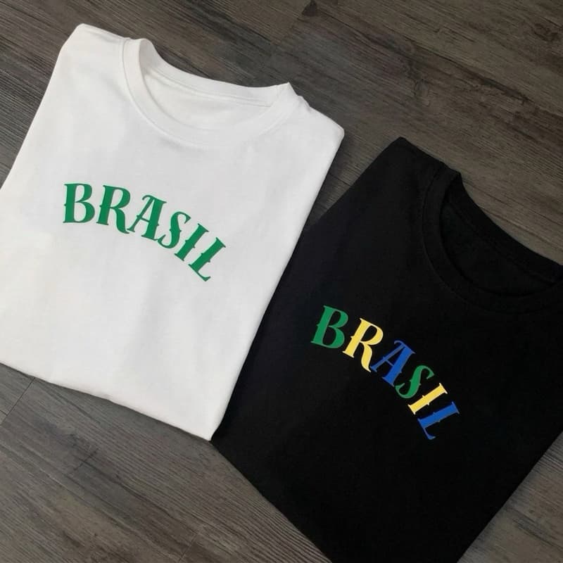 Camiseta Brasil estampa casual 100% algodão masculina / feminina