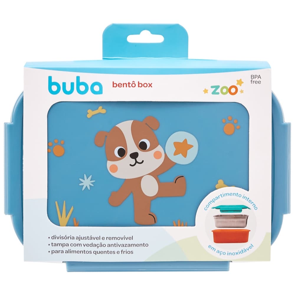 Lancheira Bento Box Infantil Buba Zoo Cachorro Marmita Divisórias